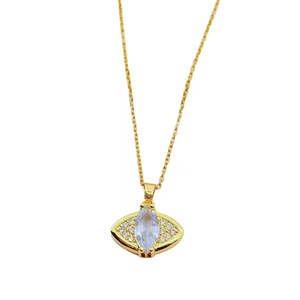 Exquisite Light Luxury Eye Rhinestone Necklace Fashion Pink Zircon <b>Titanium</b> Steel <b>Chain</b> Necklace Women Girls - Product Image 6