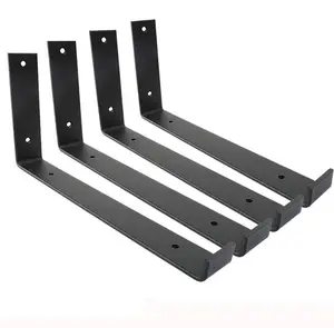 RHETECH L Shelf <strong>Bracket</strong> Heavy Duty DIY Open <strong>Shelving</strong> Hardware Rustic Iron Metal Scaffold <strong>Black</strong> Wall Floating Shelf <strong>Brackets</strong> - Product Image 2