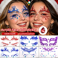 Autocollants de tatouage temporaire pour le visage et le corps, personnalisés OEM ODM, sexy, avec gel pailleté, acrylique, strass, non toxiques, pour femmes