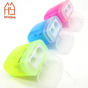 Manual Double Hole Pencil Sharpener with Lid for Valentine's Day Gifts Handheld Plastic Crayon Sharpener for Student Rewards