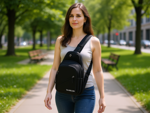 Borsa da petto Favrs Con da donna in tessuto con tracolla regolabile, tasche con cerniera, minimalista, per uso quotidiano, per tutte le stagioni - Product Image 2