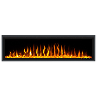 Cheminée Électrique Murale Encastrable Décorative avec Panneau en Verre, Tailles 42"/50"/60"/65"/72"