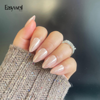 Easywell – Lot de 30 faux ongles en gel acrylique souple, forme amande, autocollants solides personnalisés, étiquette privée, à presser