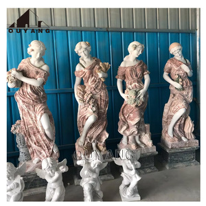 QUYANG-estatua de mármol Natural tallada <span class=keywords><strong>a</strong></span> mano, estatua de Diosa griega, tamaño real, escultura de piedra para las cuatro estaciones - Product Image 1