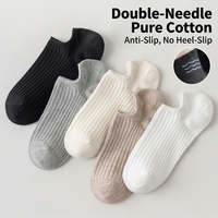 Chaussettes invisibles en coton de couleur unie pour femmes, chaussettes basses décontractées pour l'été, chaussettes invisibles antidérapantes à rayures
