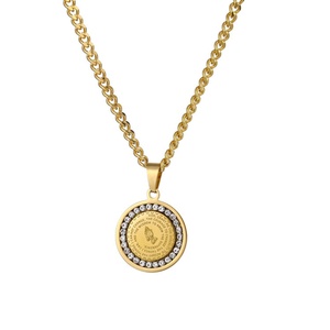 Hot Selling Fashion Solid Gold <b>Necklace</b> 316L Stainless Steel Hand Pendant Crystal <b>Necklace</b> <b>for</b> <b>Men</b> Women - Product Image 6
