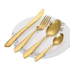 Utensílios de talhares banhados a ouro, faca e garfo para comida ocidental, conjunto de quatro peças de talheres de aço inoxidável, louças banhadas a ouro em casa