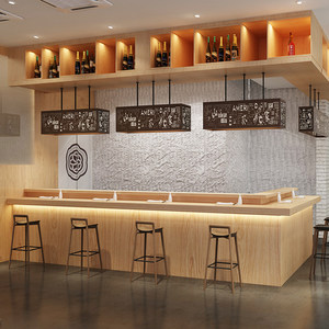Comptoir de bar de style japonais Shiratori Izakaya pour cuisine sushi, café, restaurant, bar ouvert, caisse, personnalisable - Product Image 4