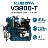 Moteur diesel turbocompressé 4 cylindres KUBOTA série V3800 V3800-T 61,6 kW 82,6 ch 2200 tr/min pour machines de construction