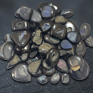 MAHNAJ GEMS Vente en gros de cabochons en agate drusy noire naturelle, pierres précieuses en vrac, tranche de 6 mm de hauteur, pour la fabrication de bijoux, JAIPIUR RAJASTHAN - Product Image 3