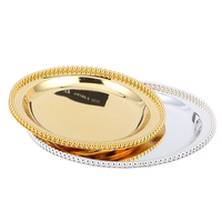 Plateau de service rond en métal plaqué argent antique pour bar de restaurant, 10/ 12 pouces