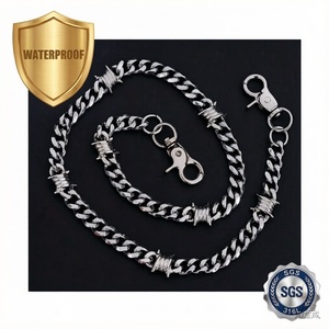 Collier à breloques en chaîne à maillons plaqué or unisexe de haute qualité avec logo personnalisé, en acier inoxydable, cadeau tendance, bijoux XR - Product Image 1