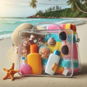 Hot Sale <b>Clear</b> PVC Beach Tote Bag Cosmetic Bag With Customized Letter Pattern Design - Product Image 1