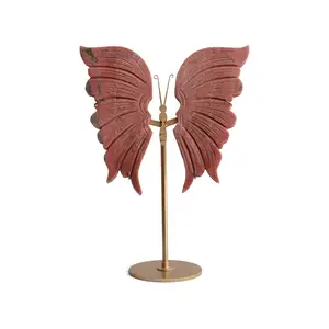 Pietra preziosa naturale decorazione per la casa pezzo di cristallo agata rosa quarzo ali di farfalla ornamenti