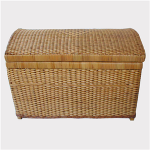 Natural Brown Rustic Surface <b>Large</b> Woven <b>Wicker</b> Hamper with Accent Lid Factory Direct Coastal Kitchen Storage <b>Baskets</b> - Product Image 3