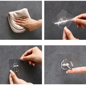 Mới lạ tường móc tự dính móc trong suốt dính móc nhà bếp phòng tắm văn phòng Closet treo áo vải khăn - Product Image 5