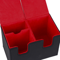 Boîte de rangement pour cartes de jeu Henwei H06 personnalisable en cuir PU bleu, capacité 80+ cartes
