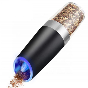 Electric Gravity Salt and Pepper Grinder Set with Adjustable Coarseness Automatic Pepper and Salt <b>Mill</b> Battery Powered Blue LED - Product Image 1