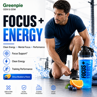 Complément alimentaire Greenpie, étiquette privée OEM, Focus Energy, poudre énergétique aux agrumes, pré-entraînement sportif