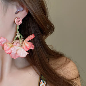 ต่างหูคริสตัลรูปดอกไม้เข็มสีเงินต่างหูรูปหัวใจสำหรับเด็กผู้หญิงต่างหูรูปหัวใจสีเงินสำหรับฤดูร้อนต่างหูสำหรับเด็กผู้หญิง - Product Image 5