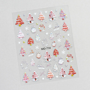 Nuevas pegatinas 3D en relieve para <span class=keywords><strong>uñas</strong></span> de Navidad, calcomanías autoadhesivas con purpurina flocada de árbol de Navidad y lindos muñecos de nieve para festivales. - Product Image 6