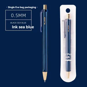 Deli NS557 New Race Colorful Shell Press Gel 0.5mm1 Pen + 2 Pens] Ink Sea Blue Dress Smooth Black Water Color Pen Body