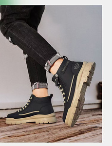 Men Casual White Sneakers Pu Thick-soled Height-increasing Work <b>Boots</b> Men - Product Image 2