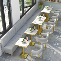 Ensemble table et chaises de café en marbre moderne, canapé, banquette, mobilier pour restaurant