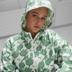Veste pour femme, pull à capuche imprimé floral vert, vêtements décontractés - Product Image 4