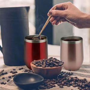 Gobelet isotherme en acier inoxydable de 12 oz, forme œuf, avec revêtement poudré, personnalisable avec logo, pour café, vin ou autres boissons. - Product Image 5