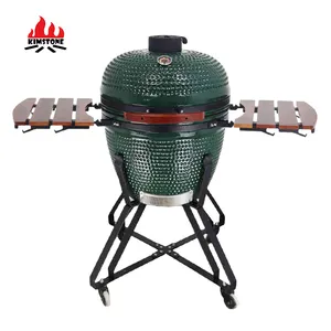 KIMSTONE 23 inch Kamado Barbecue Grill Green Porcelain Enameled Bbq Grill Ceramic Portable Easily Cleaned Kamado