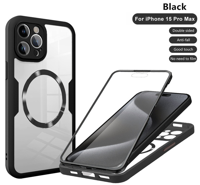 360 Full PTE Protection Screen Protection Clear Magnetic Phone Case for iPhone 16 Pro MAX/13/14/12/12 Pro/11