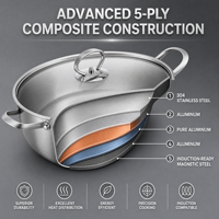 Casserole en acier inoxydable multicouche 5 plis de qualité supérieure pour fondue gastronomique, cuisson vapeur de fruits de mer, motif sablé européen