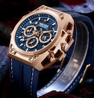 Montre chronographe à quartz pour homme MEGIR 4220 en acier inoxydable doré, luxe
