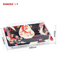Sunzza-embalaje de comida para tienda japonesa/supermercado, plástico desechable, rectangular, 10 unidades