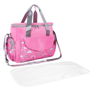 Bolsa de pañales de gran capacidad, bolsa de bebé de felpa aislada para viajes y almacenamiento, 34x16x28cm, estilo invernal - Product Image 5