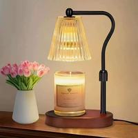 Lampe chauffe-bougie sans flamme, diffuseur en bois naturel et verre, lampe de chevet
