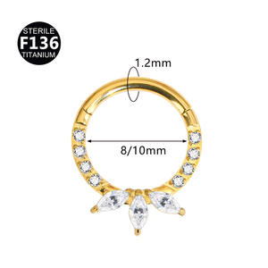 Pendientes de Aro para Nariz con Forma Geométrica de Luna y Ojo de Caballo, de Cristal de Tungsteno F136, para Septum, <span class=keywords><strong>Tragus</strong></span>, Hélix, Joyería para Piercings - Product Image 2