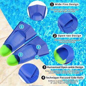 Aletas de Natación Cortas para Niños, Aletas de Natación Juveniles para <span class=keywords><strong>Piscina</strong></span> y Entrenamiento para Niñas y Niños - Product Image 4
