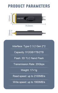 Unidad Flash USB SSD OSCOO de 2 TB al por Mayor para iPhone y iPad, Nueva Unidad Flash USB SSD de 2 TB con Sistema Push and Pull - Product Image 5