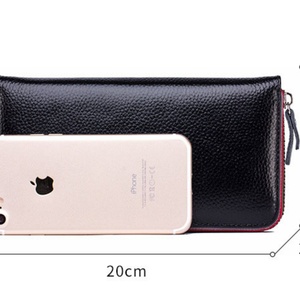 Genuine Leather Luxury Long Ladies Simple <b>RFID</b> Feature Open Closure Type Short <b>Wallet</b> Purse Coin for Women Girls Wholesale - Product Image 6