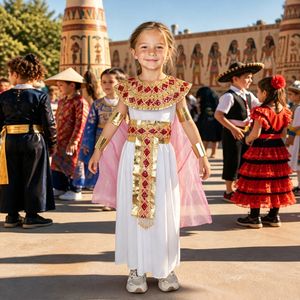 Costume da Principessa Egizia per Bambine OEM, Abito Personalizzato da Cleopatra per Halloween e Feste in Maschera, Vendita all'Ingrosso - Product Image 2