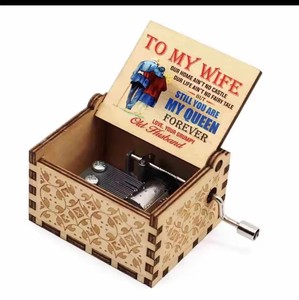 Caja de música de madera tallada e impresa, música clásica para marido, esposa, regalo de bendición del Día de la mujer, accesorios para instrumentos musicales - Product Image 4