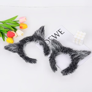 Diadema de Orejas de Lobo de Peluche, Diadema de Animal de Poliéster Unisex, Duradera, de Alta Calidad, para Navidad, Halloween y Fiestas - Product Image 1