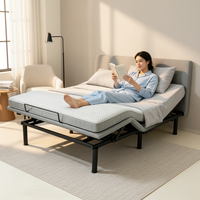 Cadre de lit électrique réglable extérieur haut de gamme avec télécommande sans fil pour un réglage facile et un sommeil confortable et réparateur, en métal, pour appartement et maison