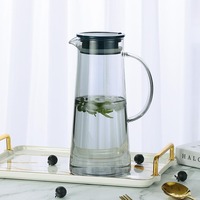 Hxglass 1800ml Carafe à thé en verre borosilicate de haute qualité, ensemble de pichet à thé, transparent, ambre, poignée lisse, nouveau design pour les amateurs de thé