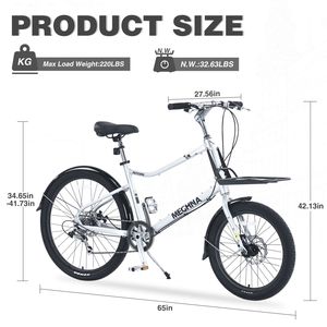 Vélo cargo Meghina 26 pouces, 7 vitesses, cadre en alliage d'aluminium, frein à disque, vélo de route pour hommes et femmes - Product Image 6