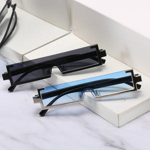 عدسة أرجوانية لتصوير الشوارع ملونة UV400 مسطحة من الأعلى إطارات مستطيلة صغيرة نظارات شمسية بعدسات بدون إطار نظارات كمبيوتر من البلاستيك <span class=keywords><strong>Halfrim</strong></span> - Product Image 3