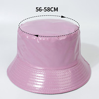 Syh1557 Sombrero de Pescador de Cuero PU Reversible con Logotipo Bordado Personalizado, Sombrero de Cuero Brillante de Doble Cara para Mujer
