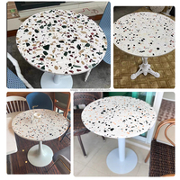 Meubles de restauration rapide au design moderne, table et chaises en terrazzo et marbre pour café et restaurant